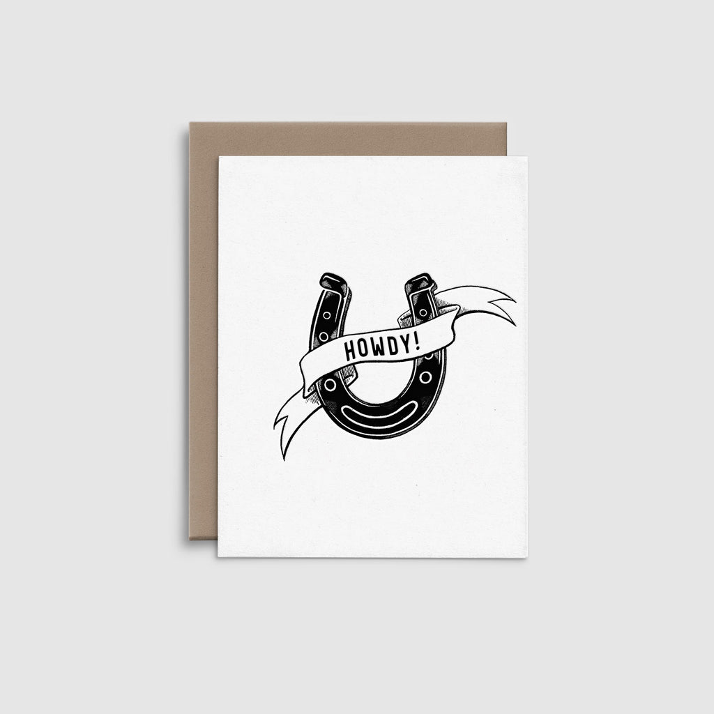 Horseshoe Howdy - Letterpress Greeting Card (Case of 4)