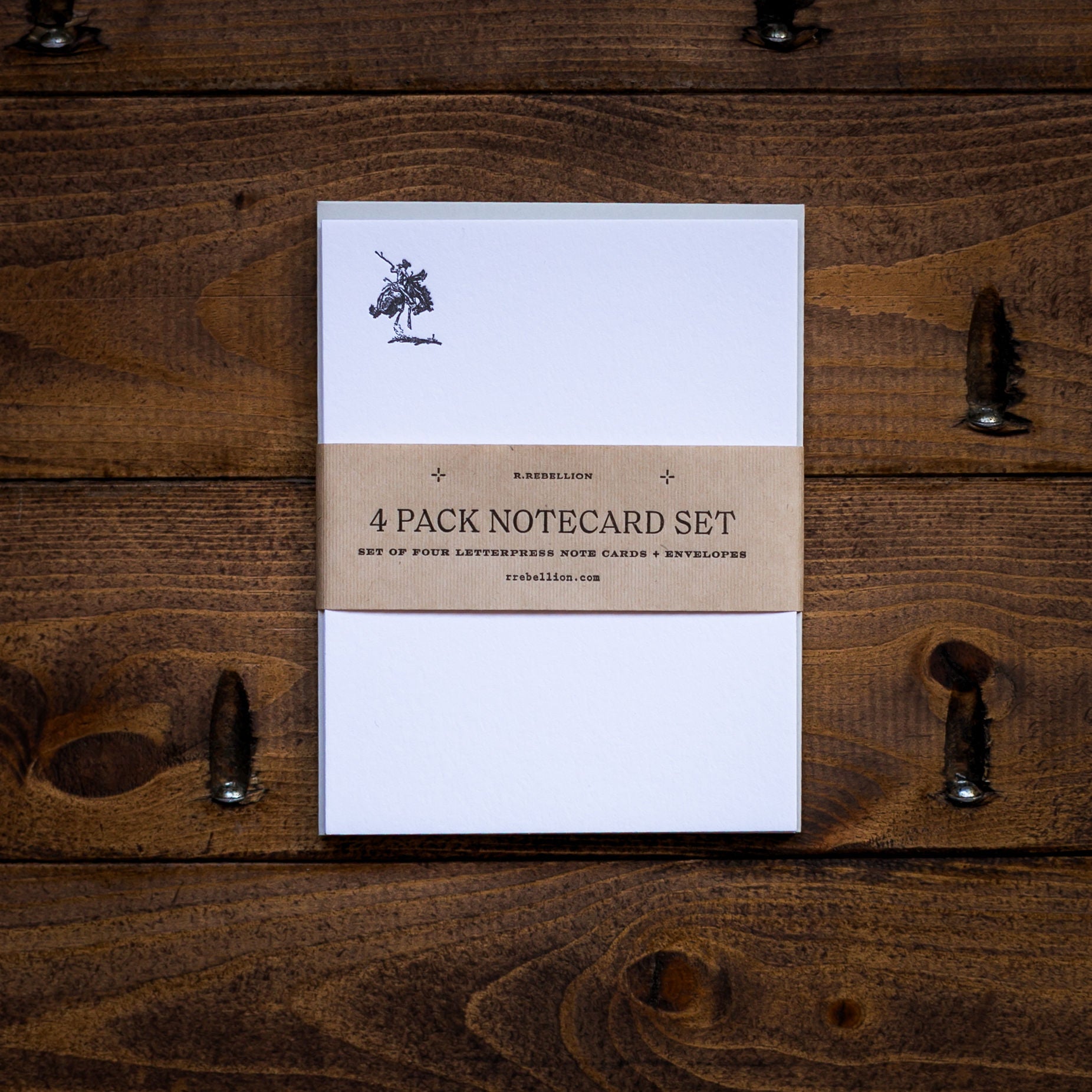 Western Letterpress Note Cards | Bronc & Skull | Handmade Cotton Stationery Set | A2 | Set of 4